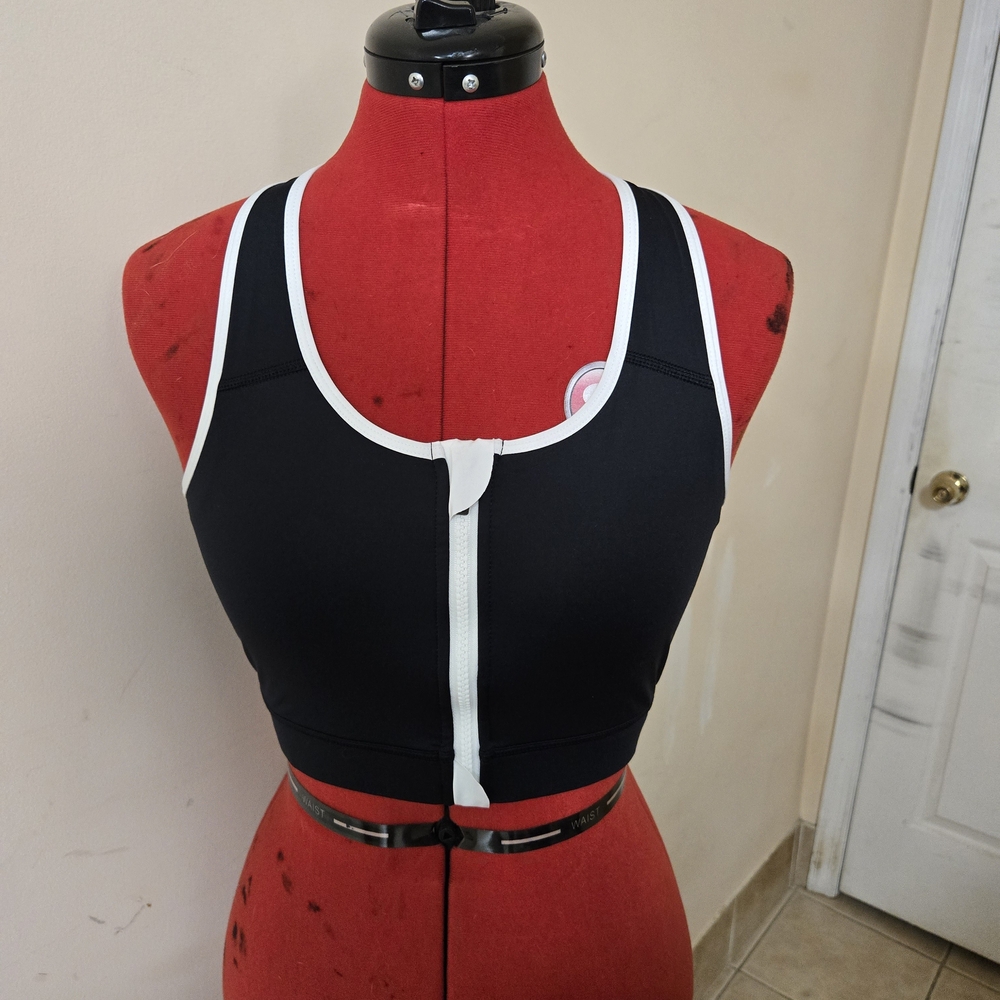 NWT TomboyX Swim Racerback Zip Compression Top - Black Novelty (M)